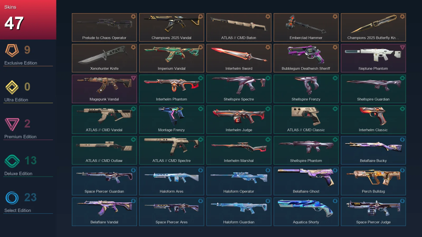 EU | Lv88 | Unranked | 47 Skin | 19 Agent | 45 Buddy — Imperium Vandal