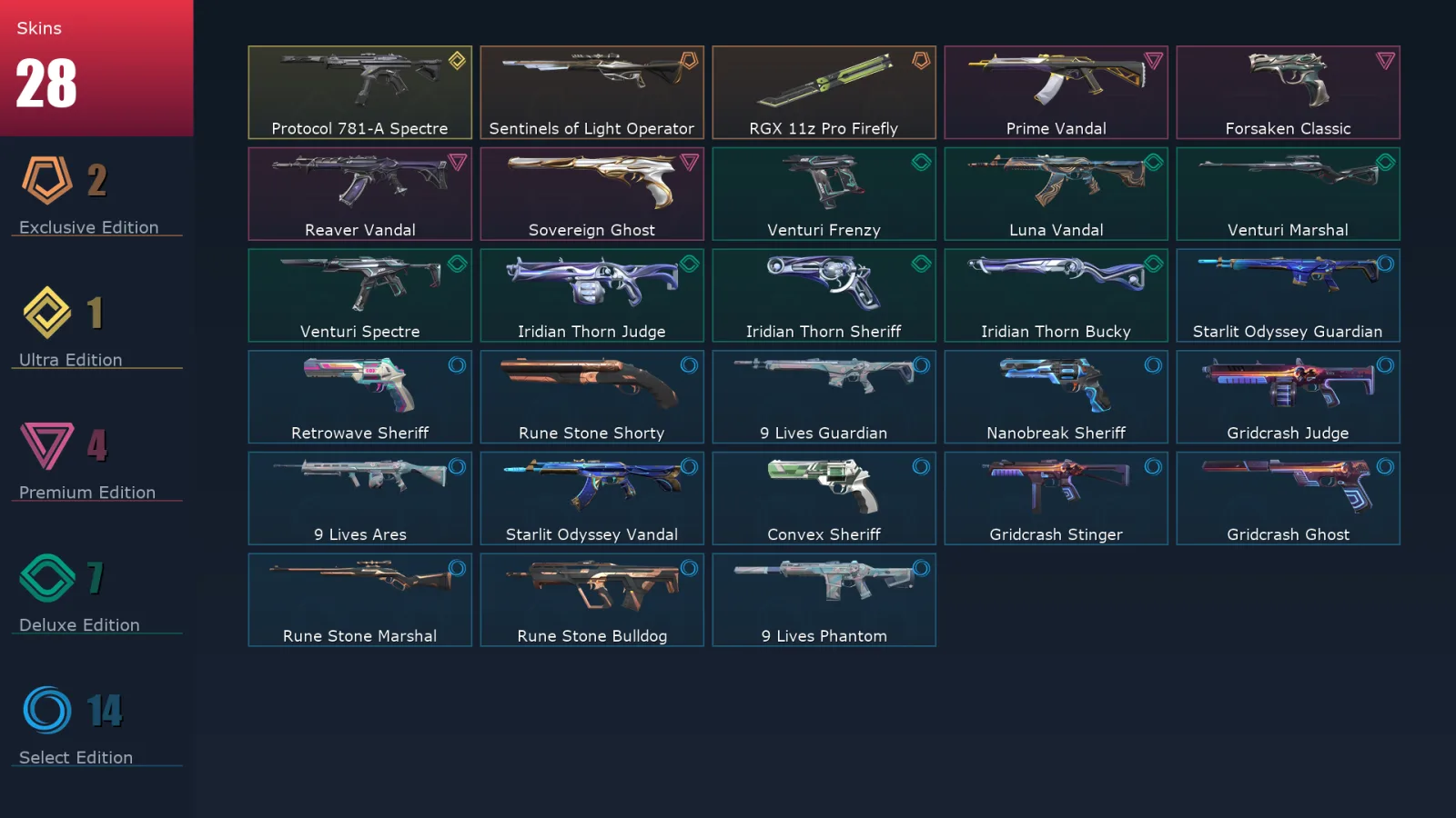 [Valorant] | EU | Level 101 | 25 Agents | 28 Skins