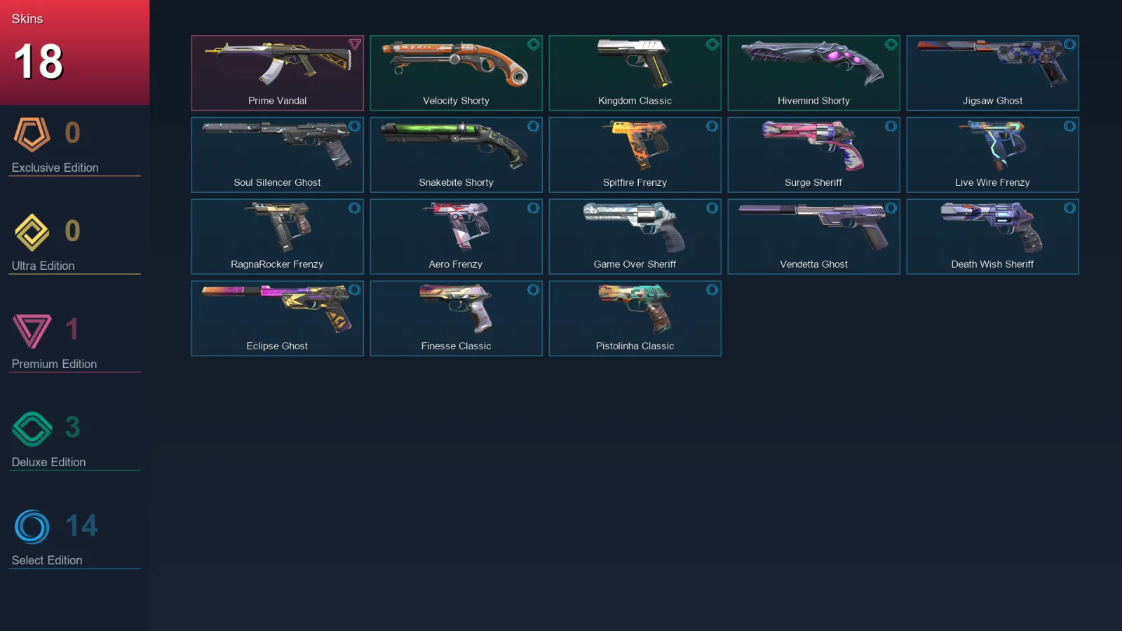 EU | Lv165 | Unranked | 18 Skin | 18 Agent | 51 Buddy