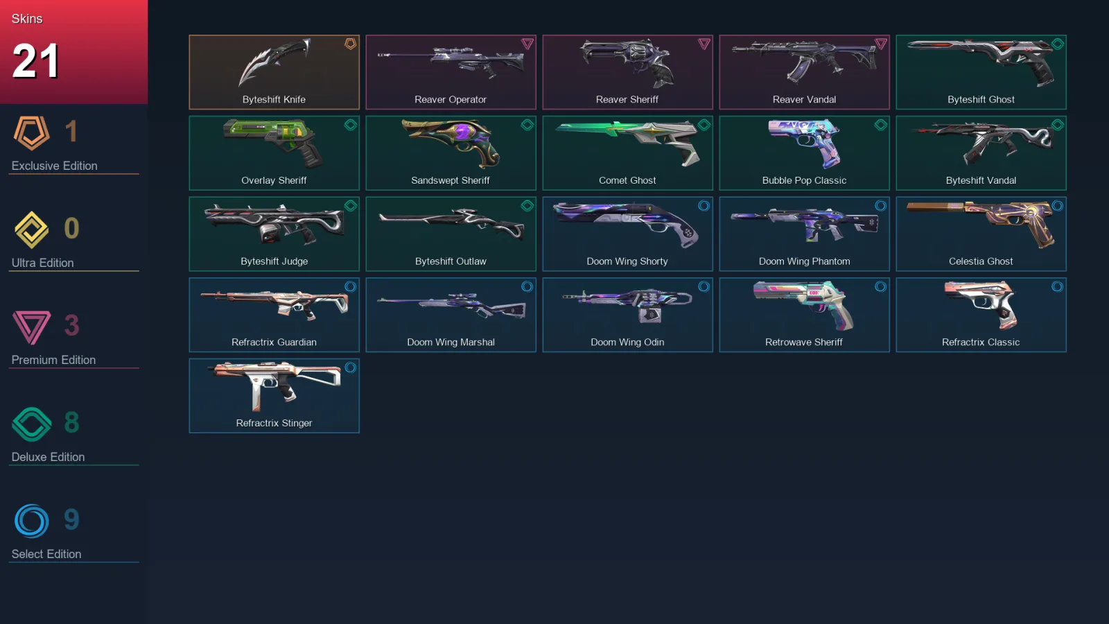 AP | Lv174 | Unranked | 21 Skin | 28 Agent | 74 Buddy