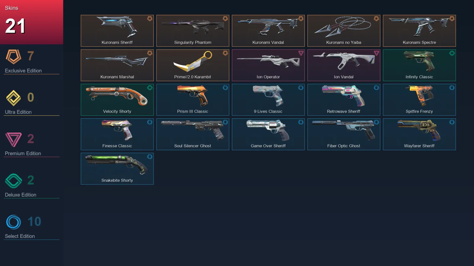 EU | Lv173 | Unranked | 21 Skin | 24 Agent | 59 Buddy