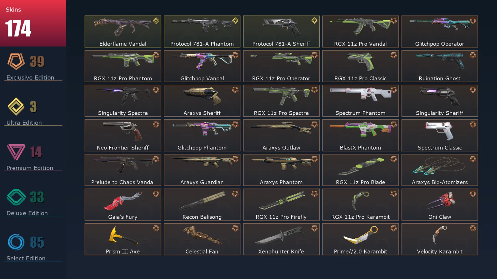 [Valorant] | EU | Level 424 | 29 Agents | 174 Skins