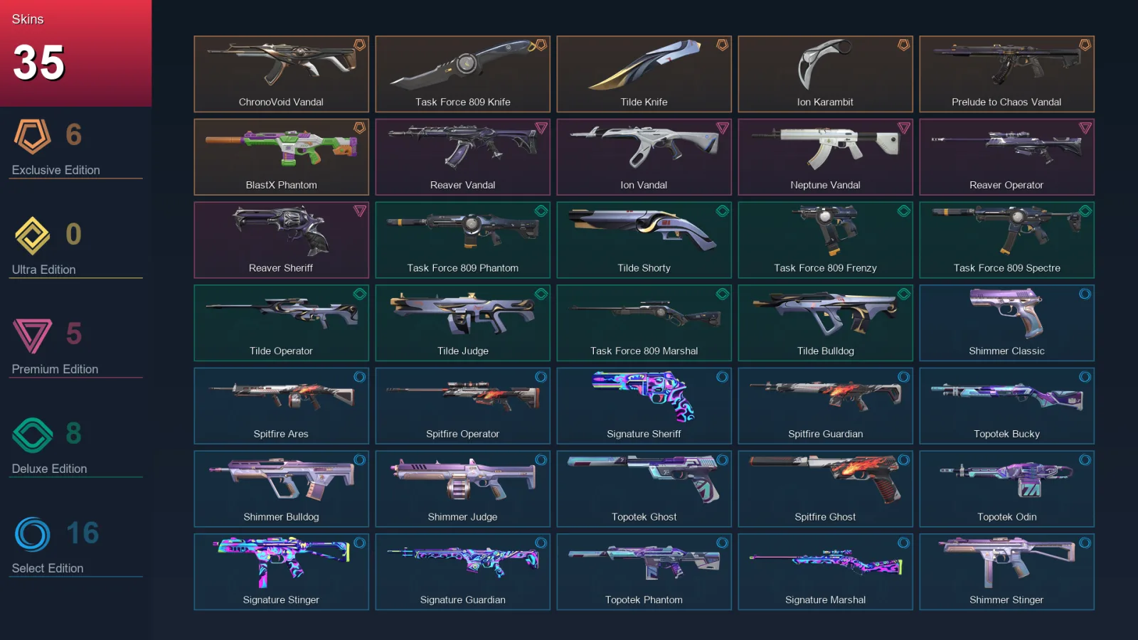 EU | Lv71 | Unranked | 35 Skin | 24 Agent | 35 Buddy
