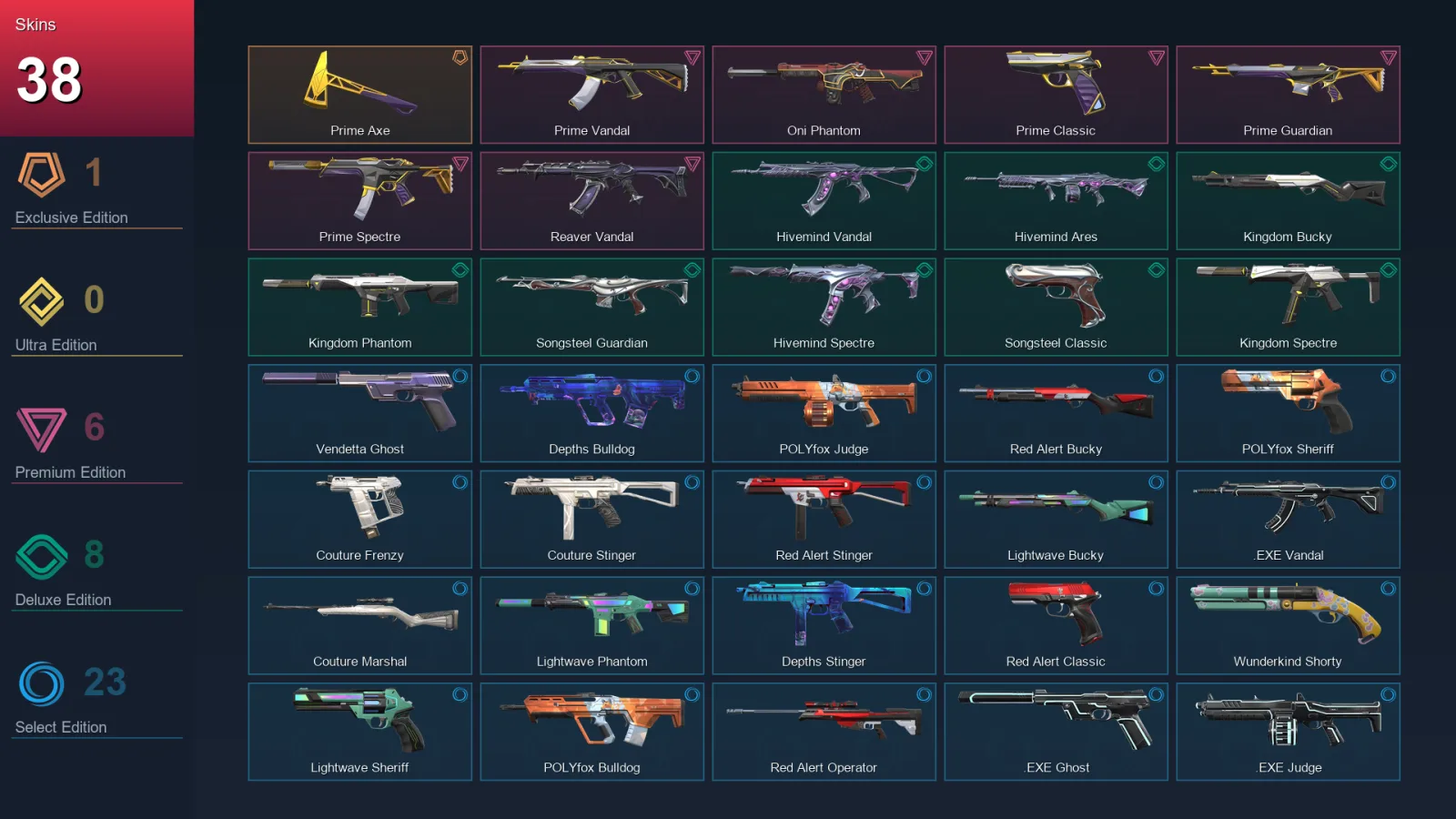 EU | Lv55 | Unranked | 38 Skin | 12 Agent | 42 Buddy