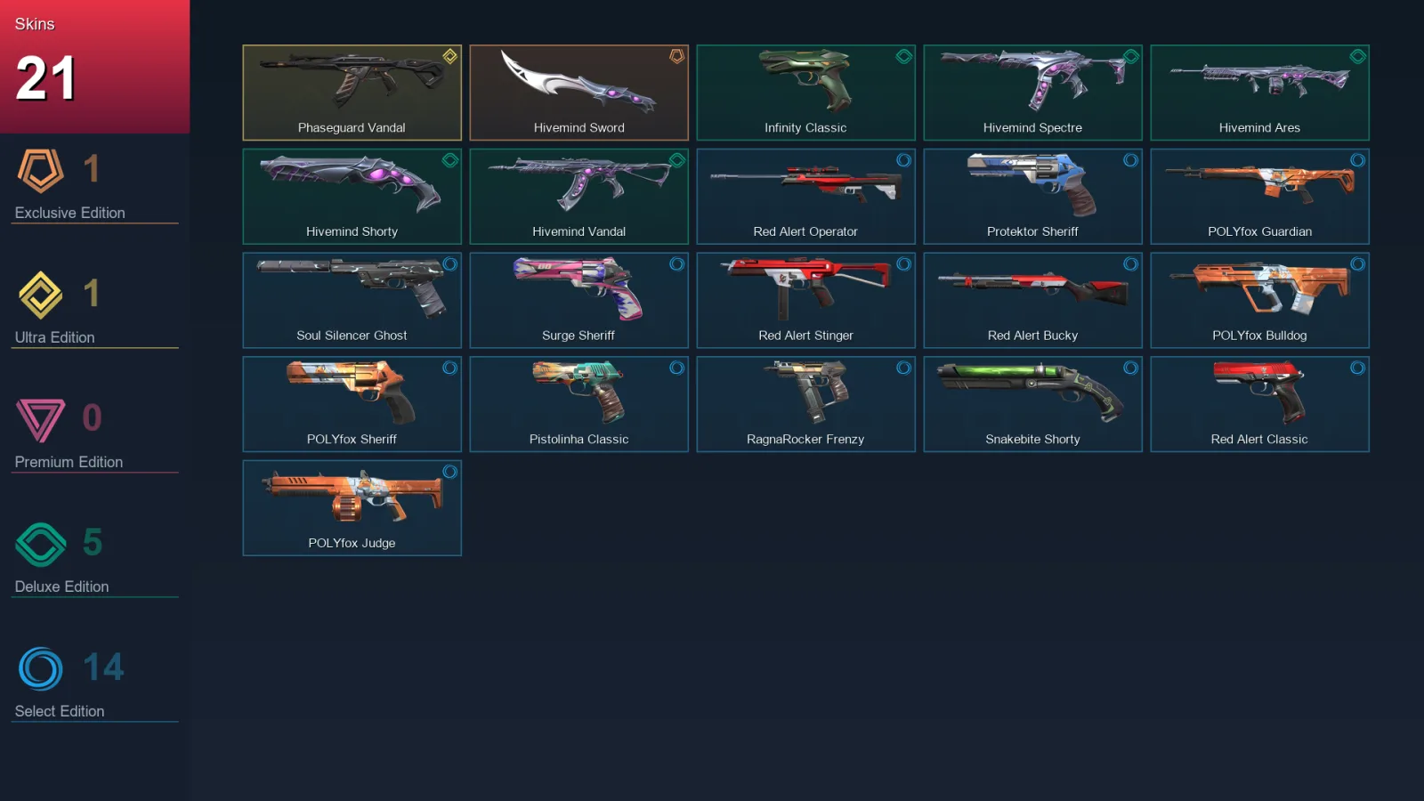 AP | Lv140 | Unranked | 21 Skin | 26 Agent | 60 Buddy