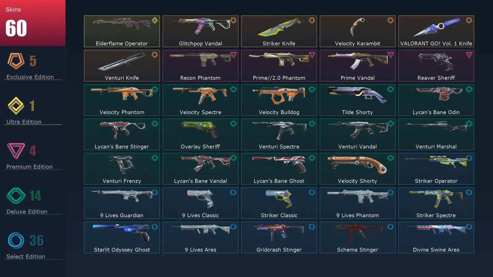 [Valorant] | EU | Level 244 | 27 Agents | 60 Skins — Valorant account