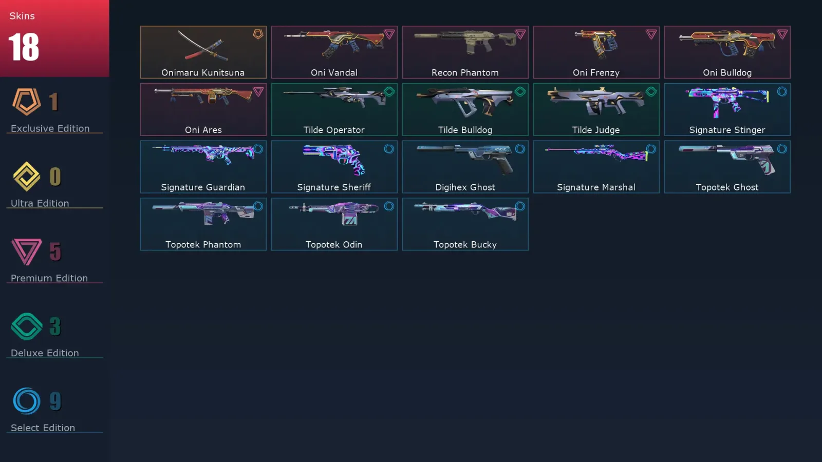 [Valorant] | EU | Level 88 | Platinum 3 | 25 Agents | 18 Skins