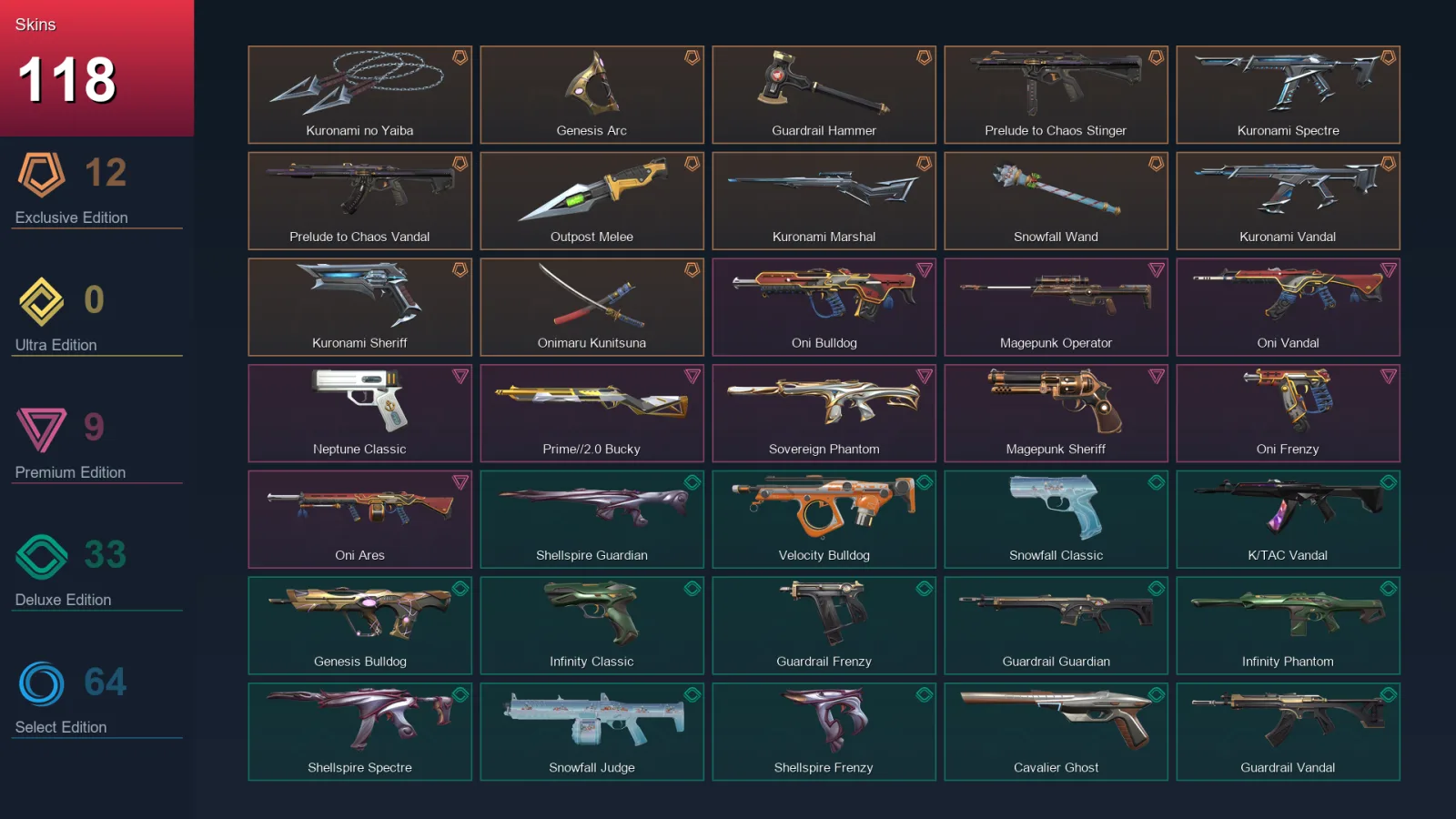 NA | Lv145 | Unranked | 118 Skin | 26 Agent | 123 Buddy — Valorant account