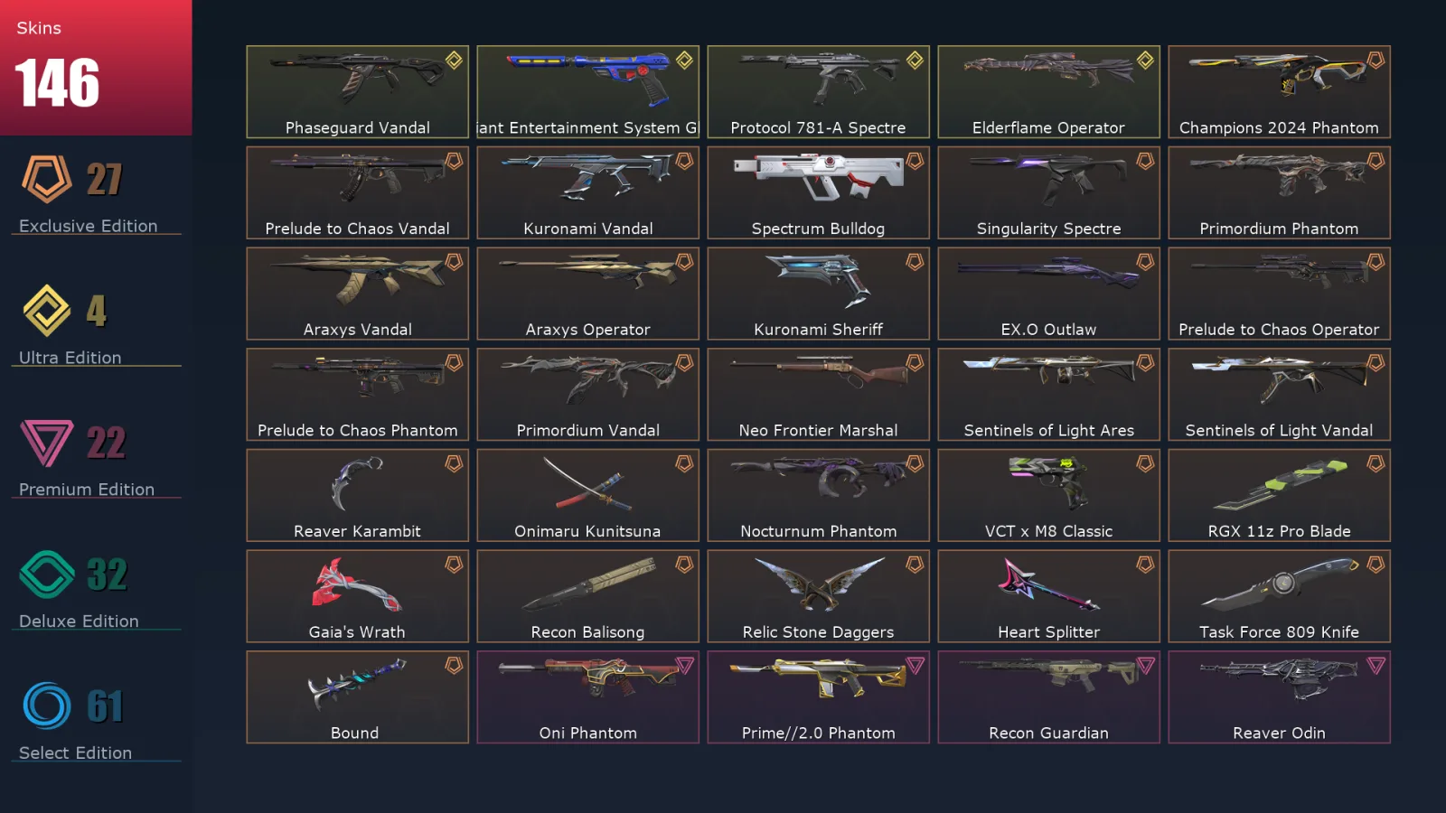 [Valorant] | EU | Level 128 | 28 Agents | 146 Skins