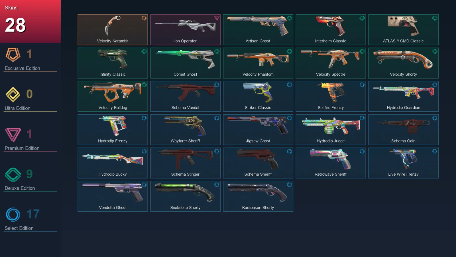 AP | Lv257 | Unranked | 28 Skin | 28 Agent | 101 Buddy