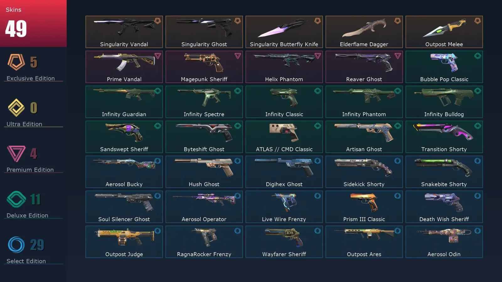[Valorant] | EU | Level 321 | 28 Agents | 49 Skins
