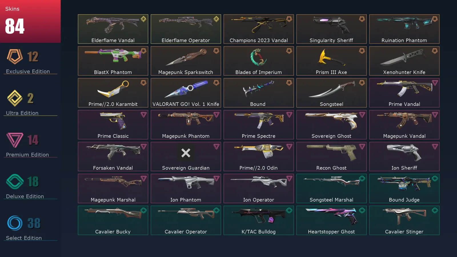 [Valorant] | EU | Level 207 | Diamond 3 | 28 Agents | 84 Skins — Valorant account