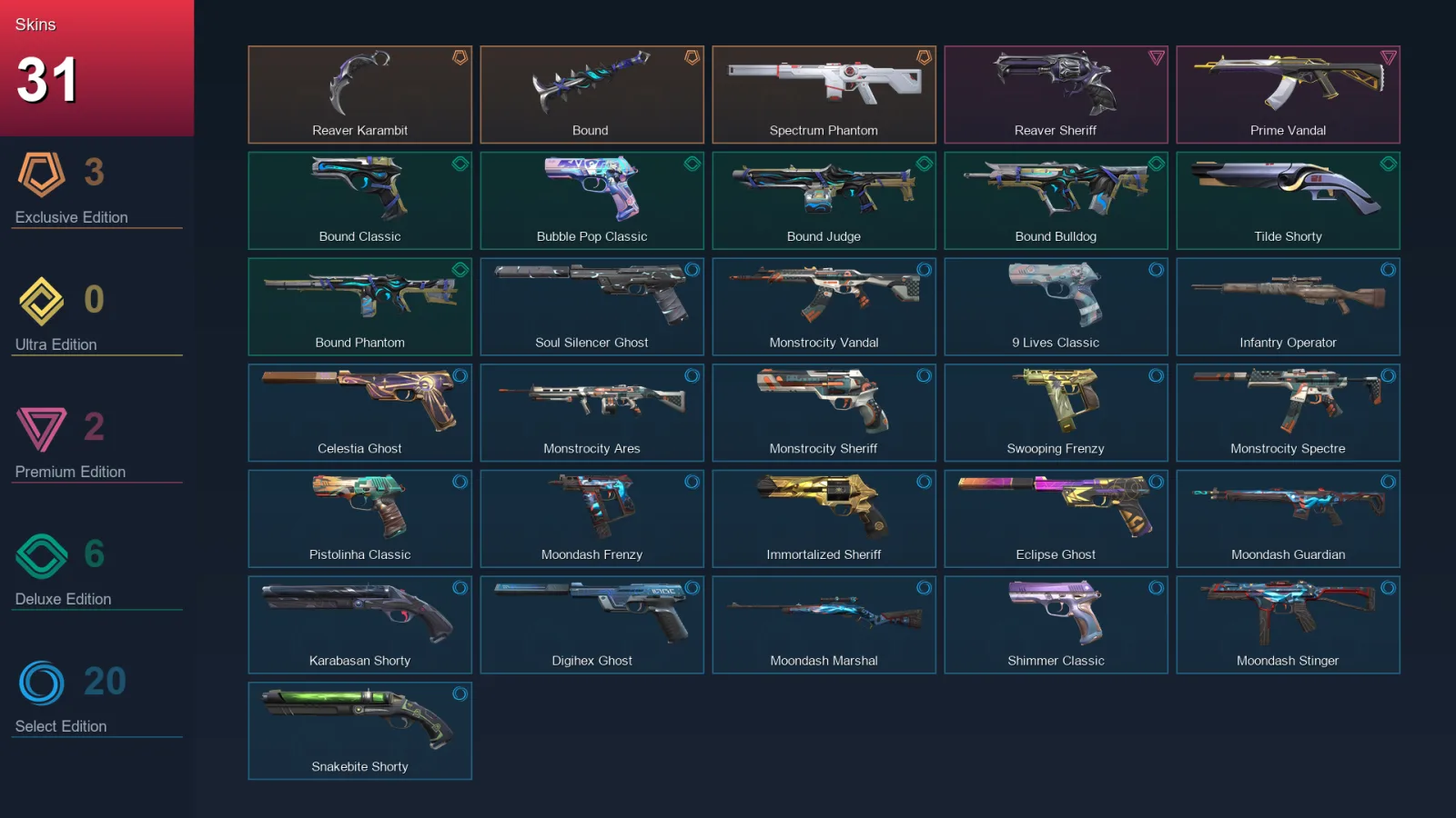 EU | Lv234 | Unranked | 31 Skin | 28 Agent | 89 Buddy