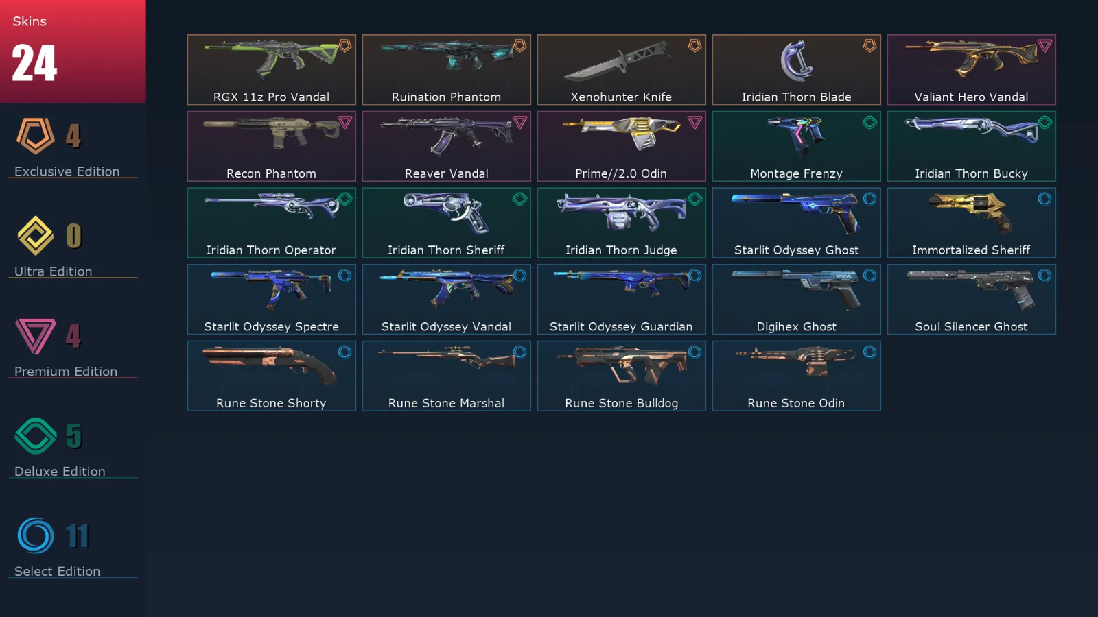 [Valorant] | EU | Level 161 | 28 Agents | 24 Skins