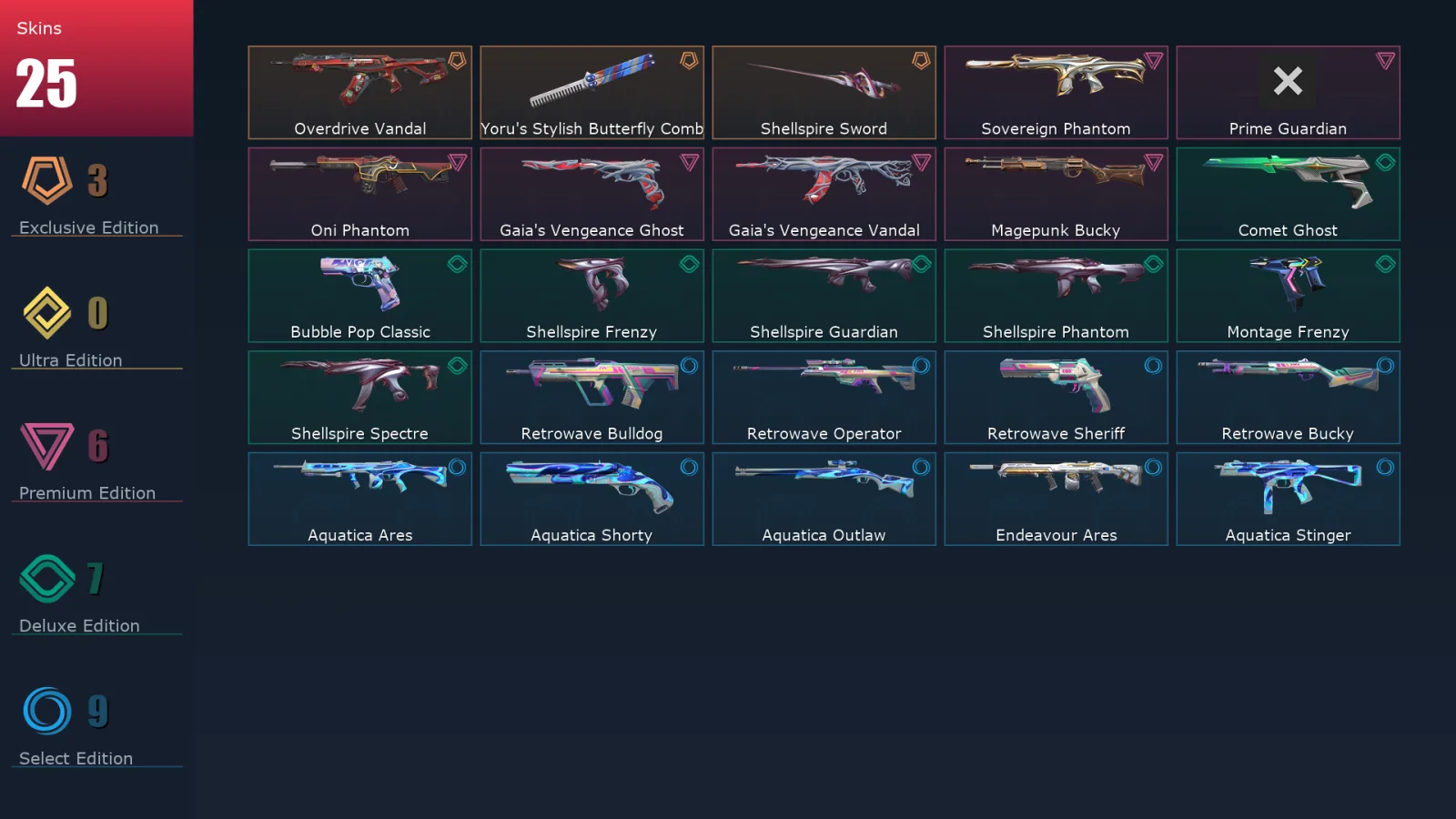 [Valorant] | EU | Level 108 | Silver 1 | 29 Agents | 25 Skins