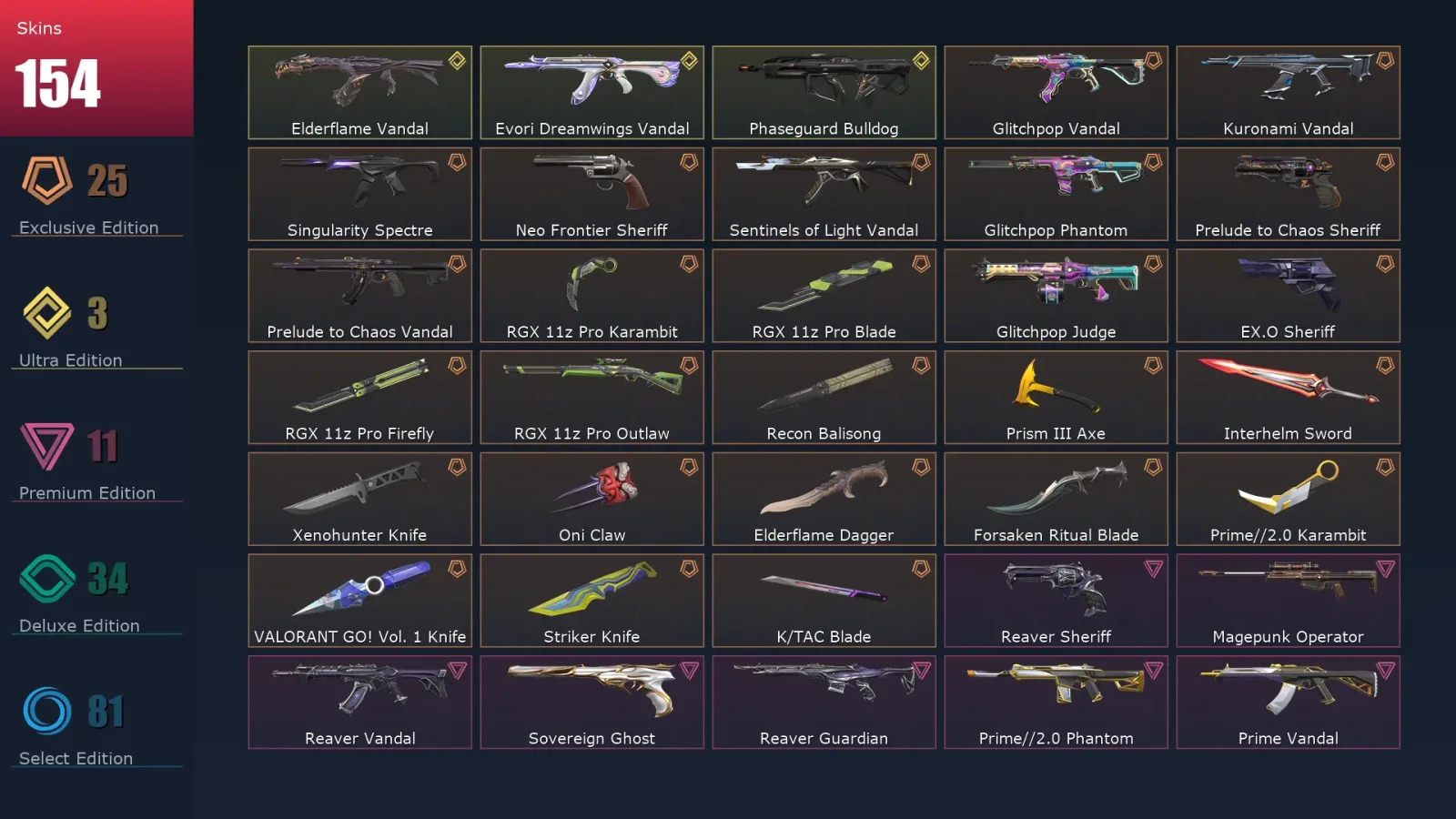 [Valorant] | EU | Level 228 | 28 Agents | 154 Skins — Valorant account