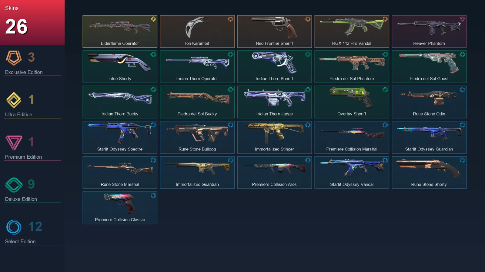 EU | Lv107 | Unranked | 26 Skin | 28 Agent | 56 Buddy