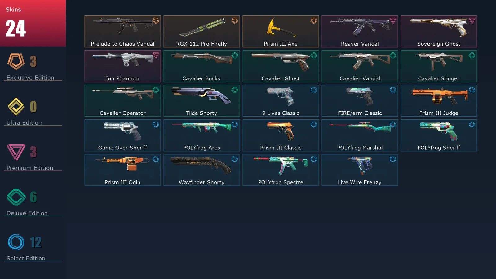 [Valorant] | EU | Level 130 | 26 Agents | 24 Skins