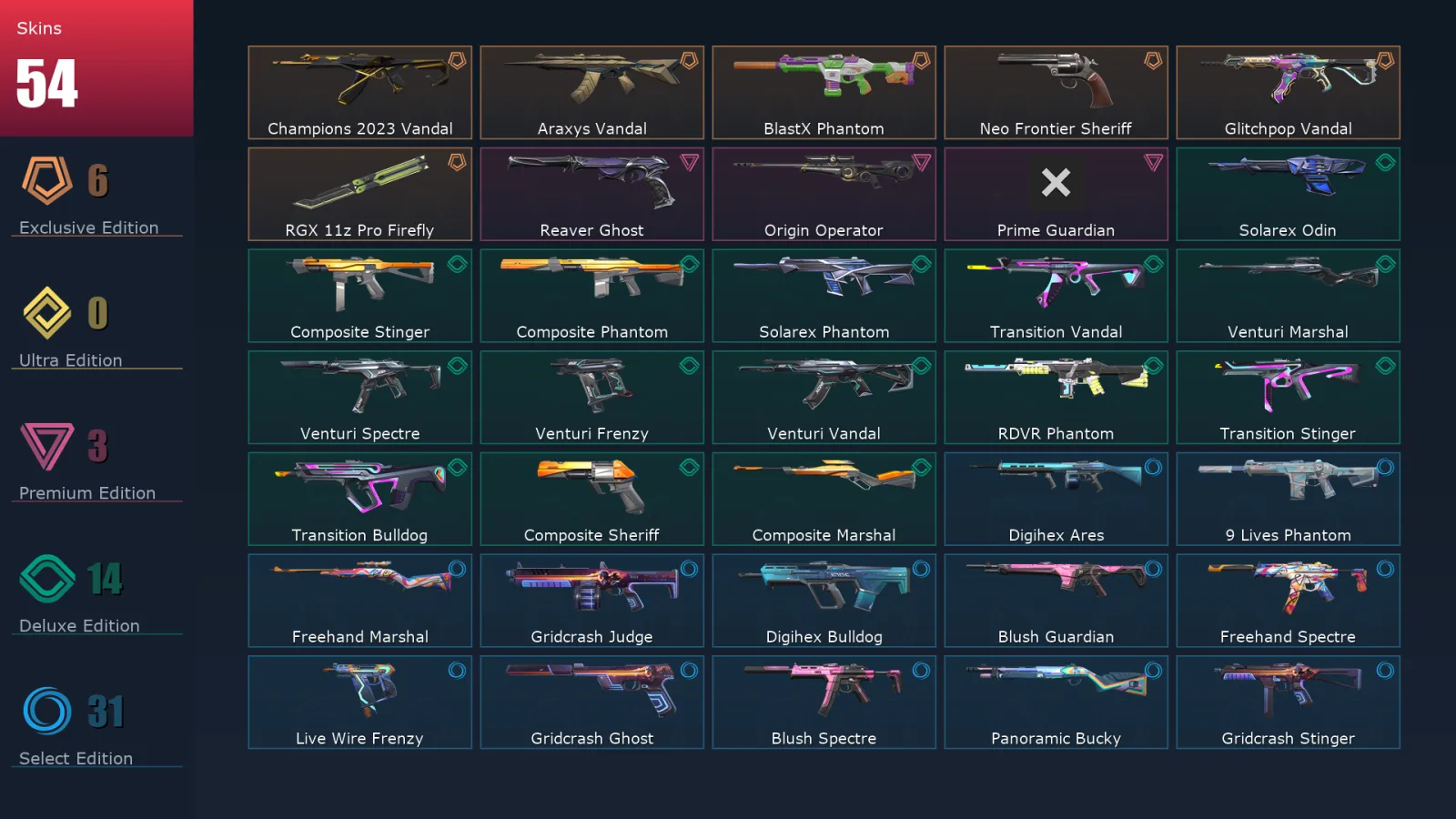 [Valorant] | EU | Level 110 | 27 Agents | 54 Skins