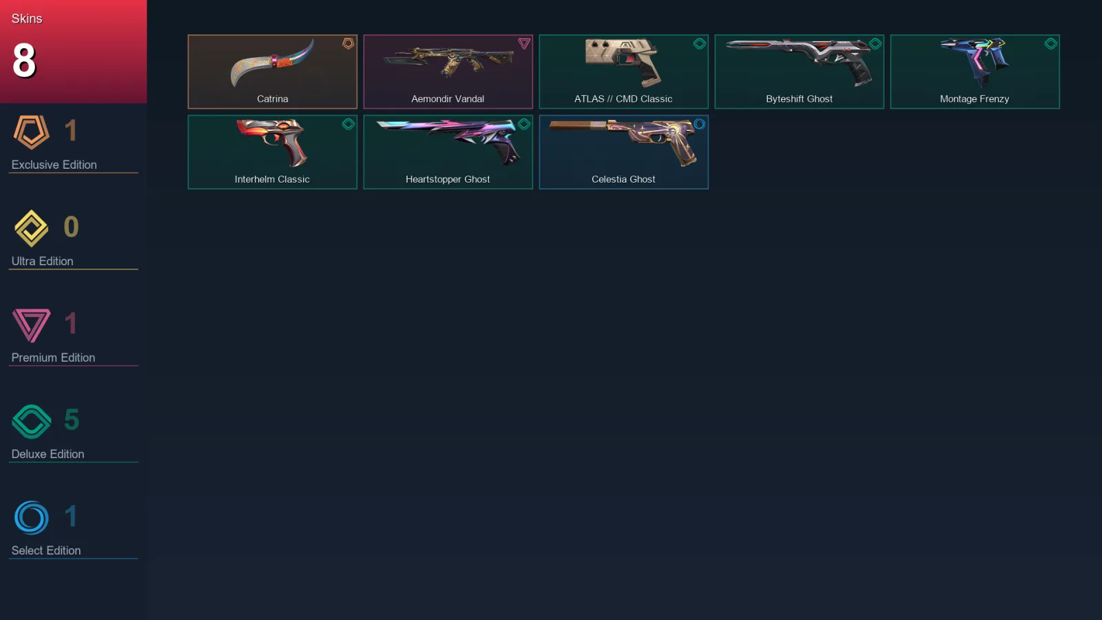 EU | Catrina | Aemondir Vandal | ATLAS // CMD Classic | Byteshift Ghost | 8 Skin | 29 Agent | 39 Buddy | Lv123
