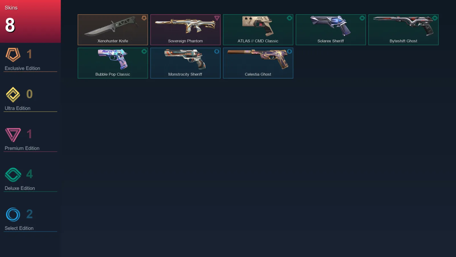AP | Lv174 | Unranked | 8 Skin | 28 Agent | 67 Buddy