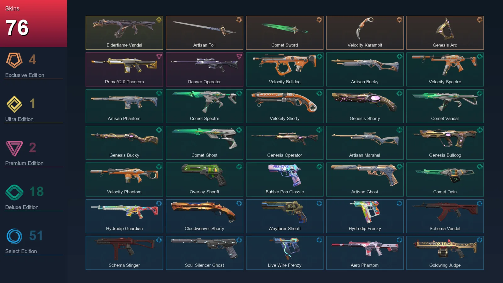 AP | Lv388 | Unranked | 76 Skin | 29 Agent | 133 Buddy