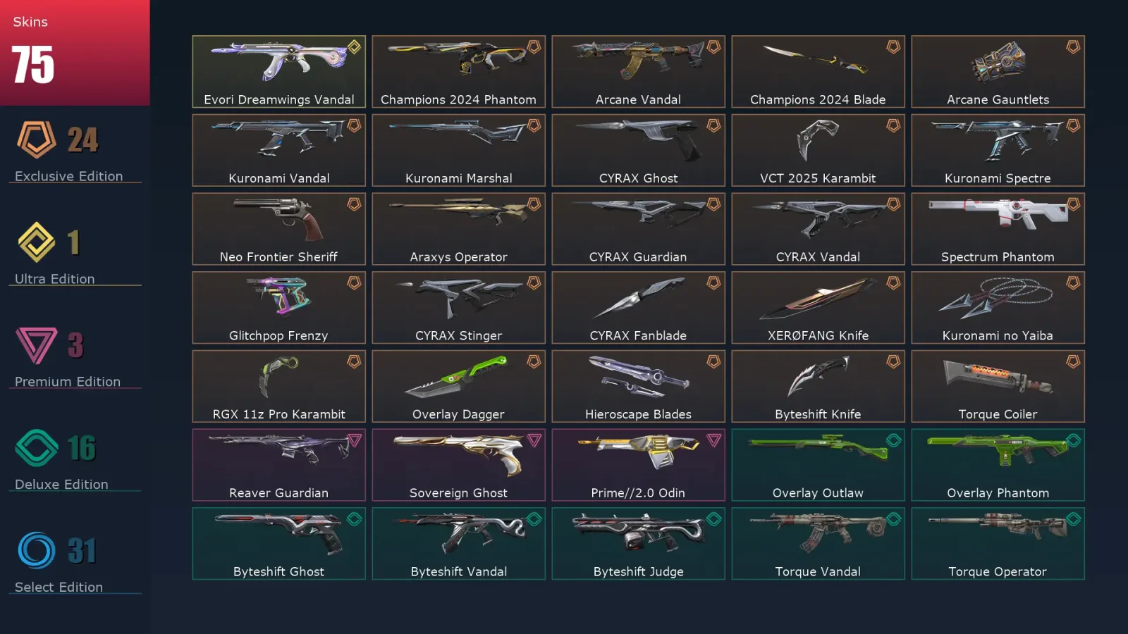 [Valorant] | EU | Level 102 | Ascendant 2 | 29 Agents | 75 Skins — Valorant account