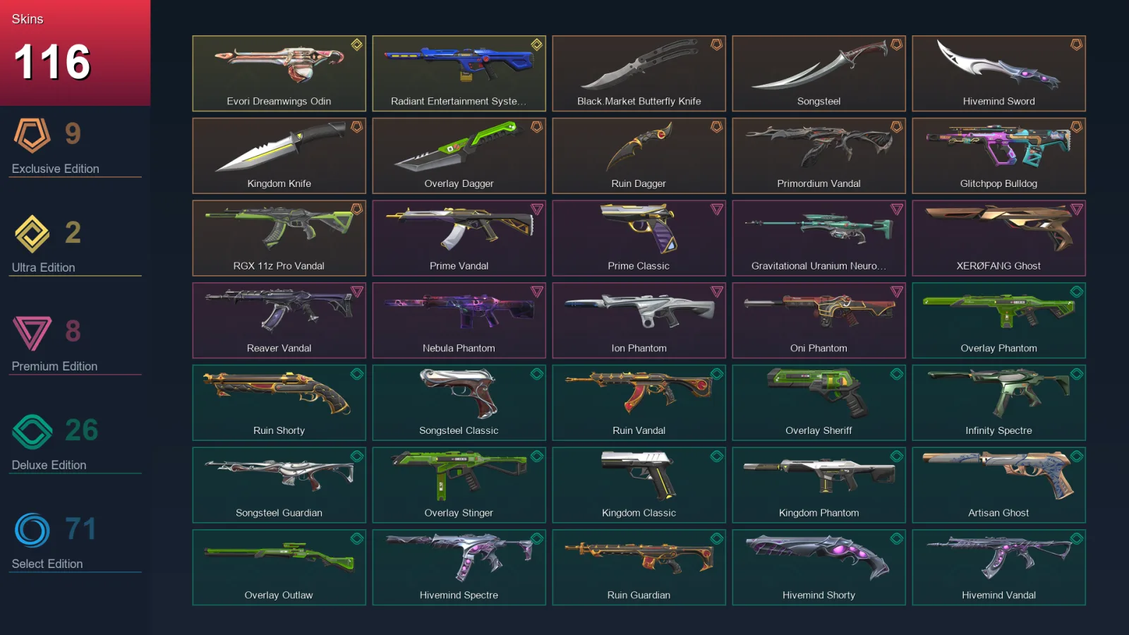 NA | Lv354 | Unranked | 116 Skin | 28 Agent | 180 Buddy — Valorant account