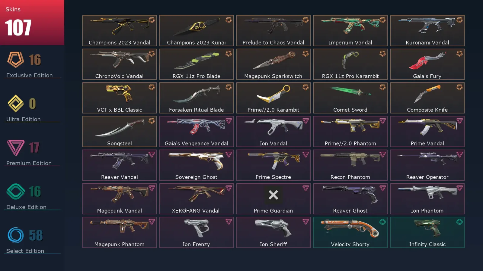 [Valorant] | EU | Level 500 | 28 Agents | 107 Skins — Valorant account
