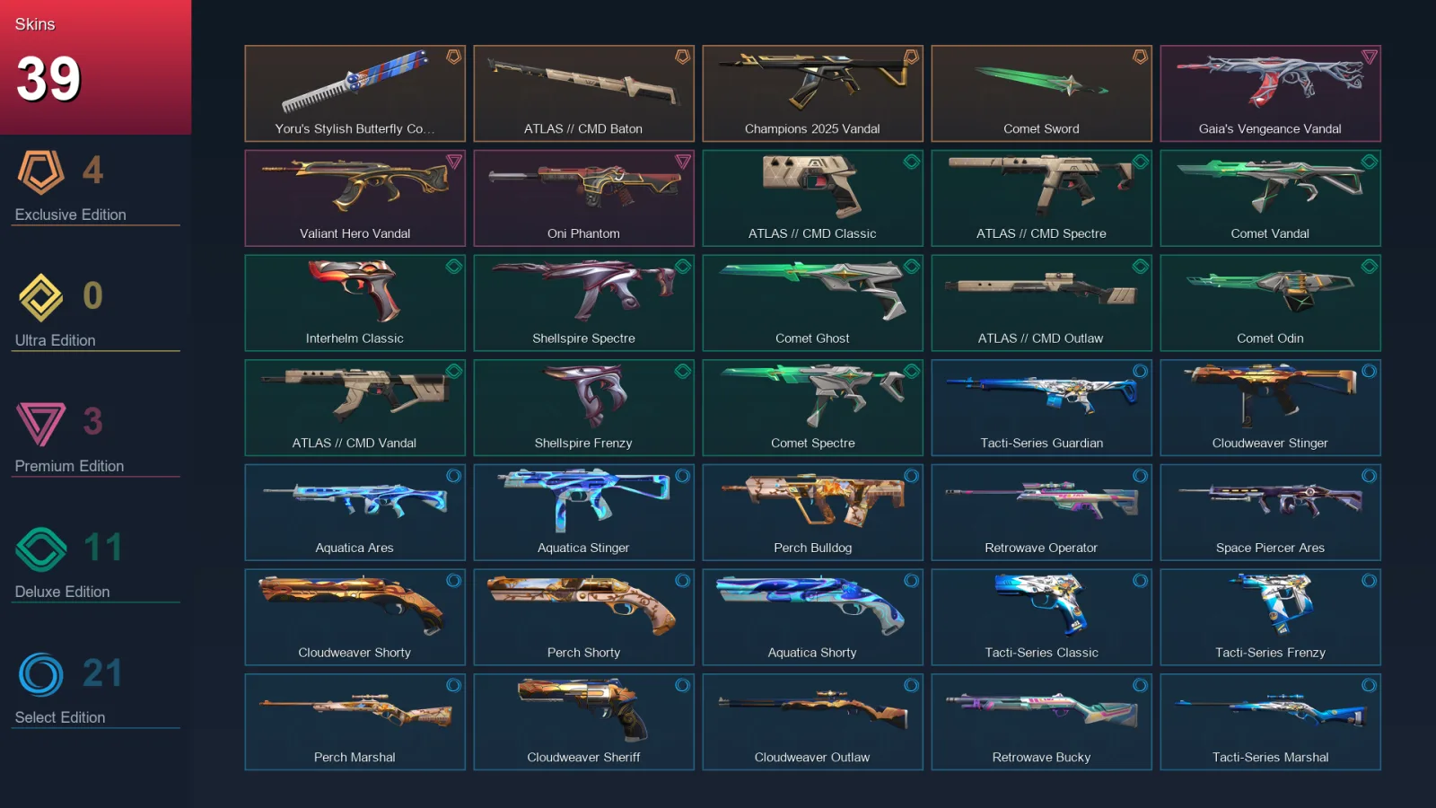 AP | Lv119 | Unranked | 39 Skin | 24 Agent | 64 Buddy