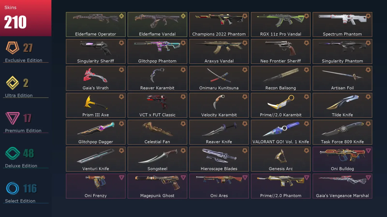 [Valorant] | EU | Level 354 | 27 Agents | 210 Skins — Valorant account