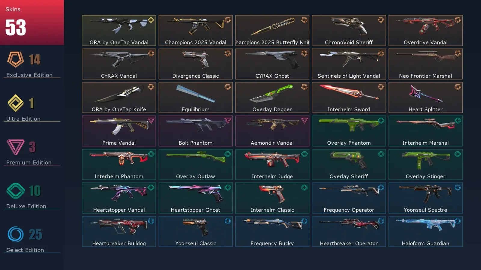 [Valorant] | EU | Level 65 | Gold 3 | 25 Agents | 53 Skins — Valorant account