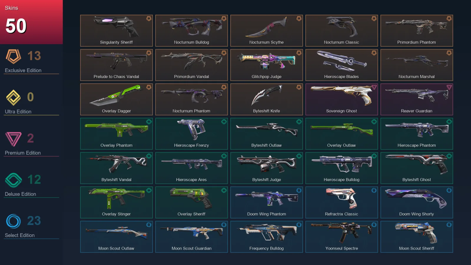 AP | Lv82 | Unranked | 50 Skin | 27 Agent | 52 Buddy