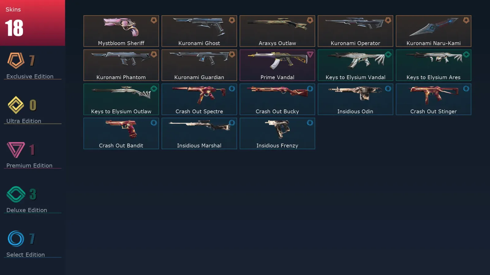 [Valorant] | EU | Level 15 | 7 Agents | 18 Skins — Valorant account