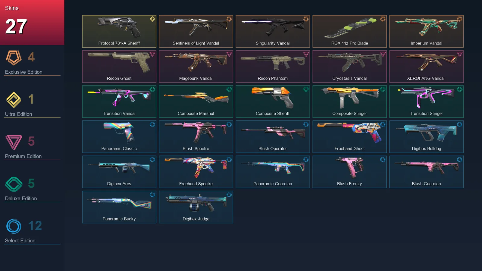 EU | Lv39 | Unranked | 27 Skin | 12 Agent | 23 Buddy