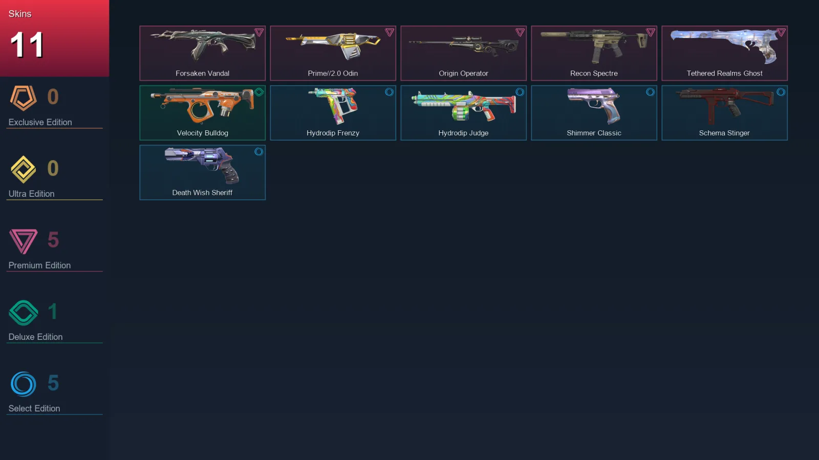 AP | Lv44 | Unranked | 11 Skin | 13 Agent | 22 Buddy