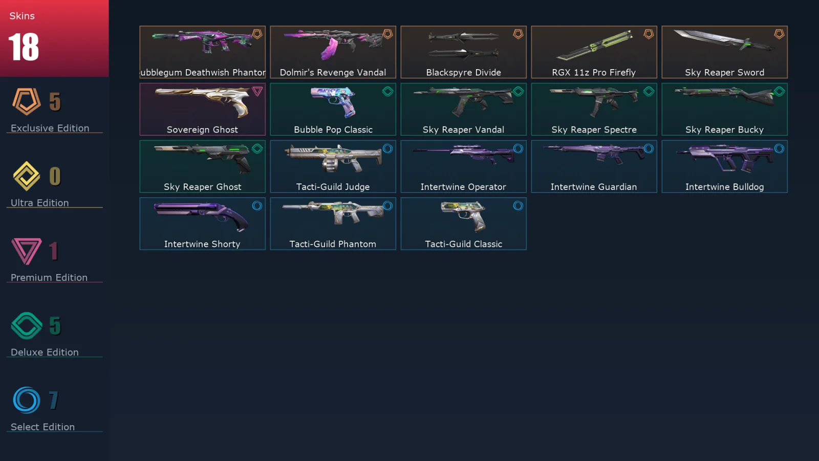 [Valorant] | EU | Level 48 | Diamond 2 | 16 Agents | 18 Skins