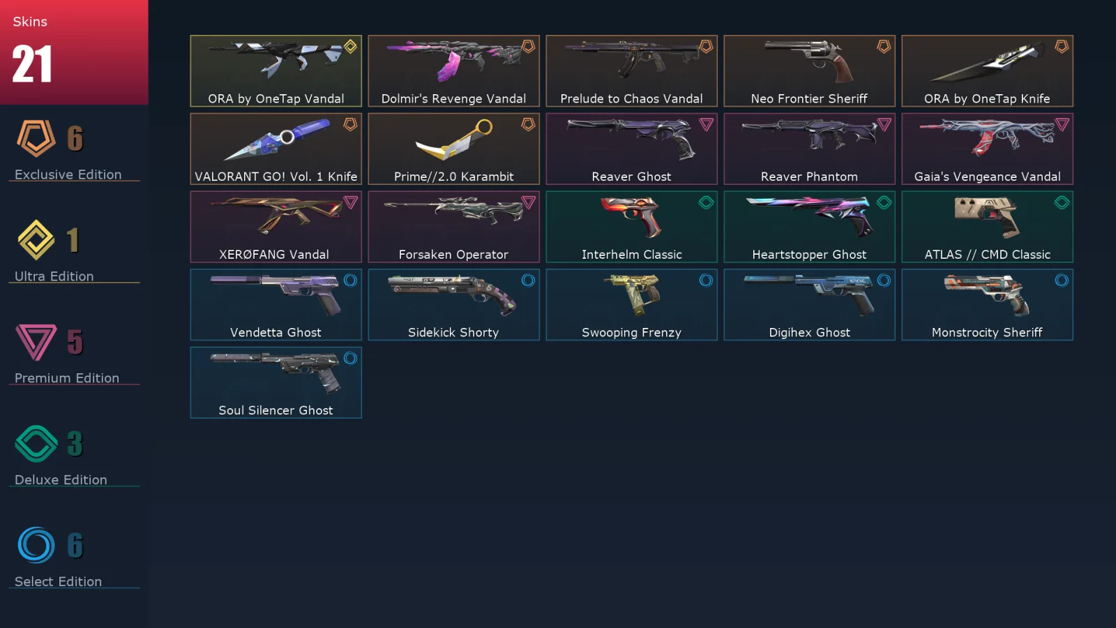 [Valorant] | EU | Level 208 | 29 Agents | 21 Skins