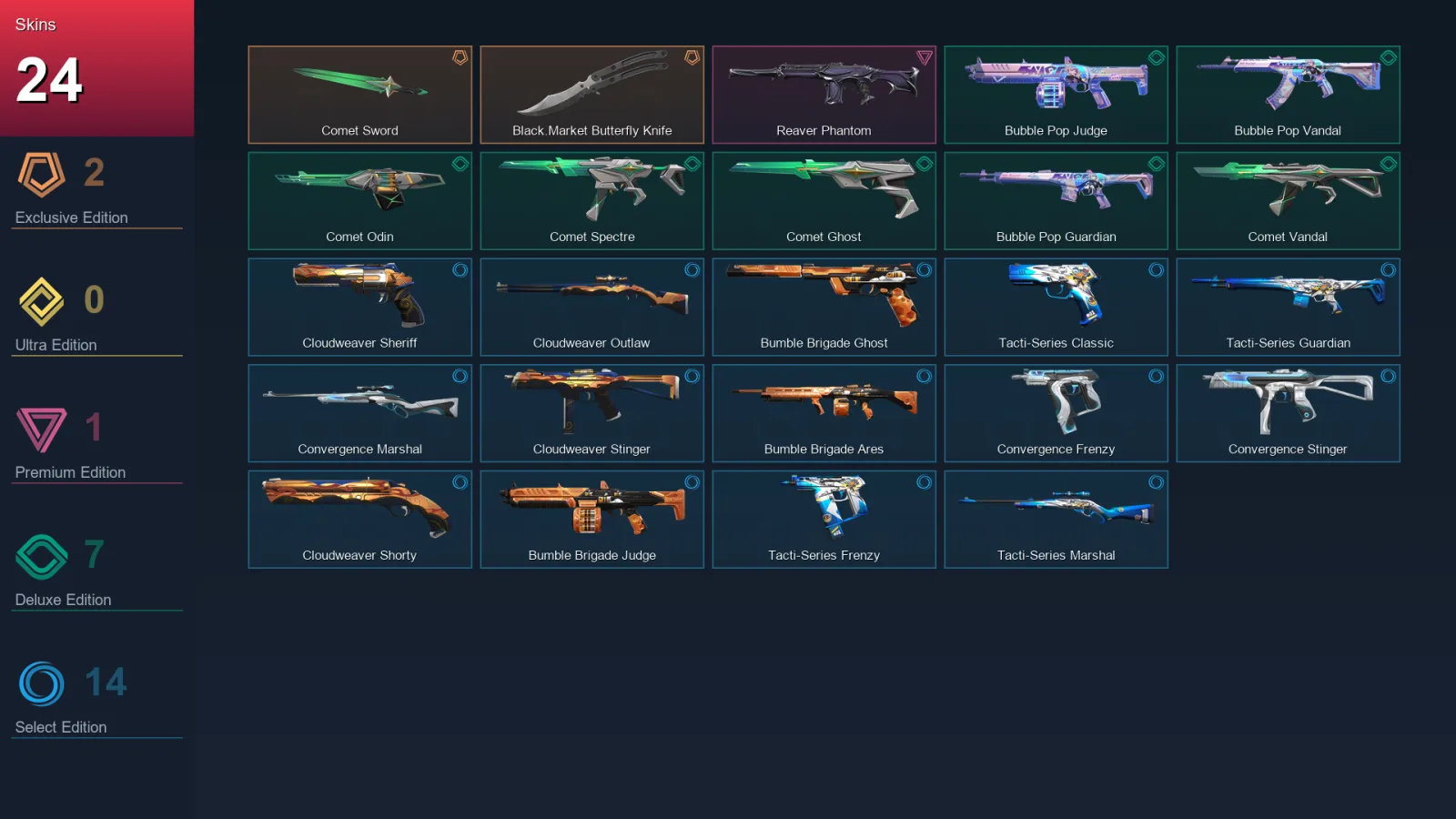 NA | Lv29 | Unranked | 24 Skin | 6 Agent | 18 Buddy
