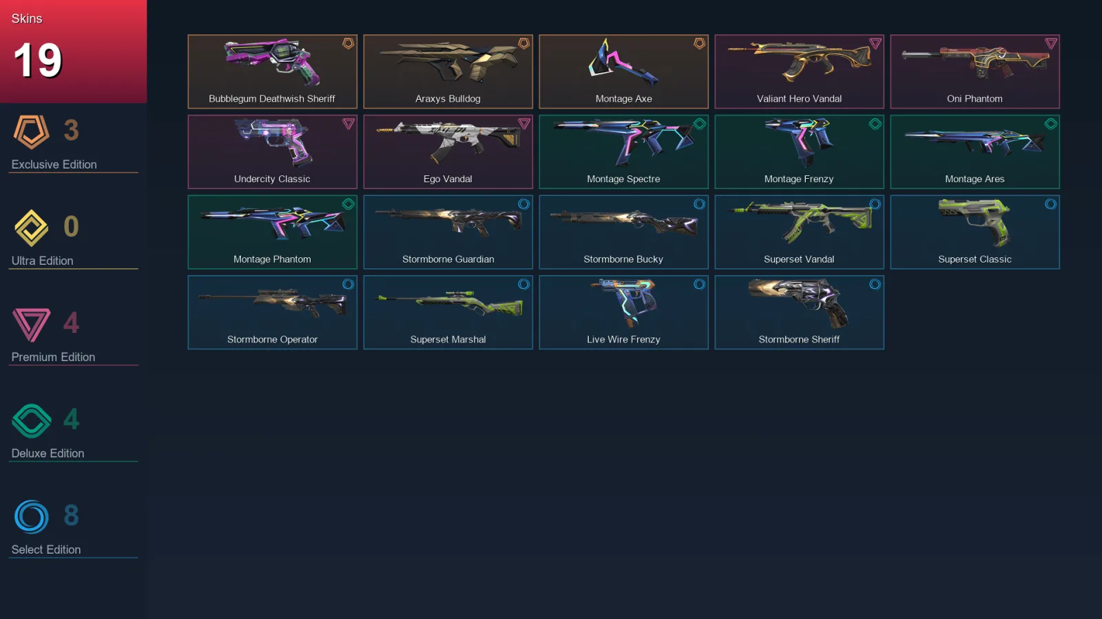 AP | Lv53 | Unranked | 19 Skin | 15 Agent | 34 Buddy — Valorant account