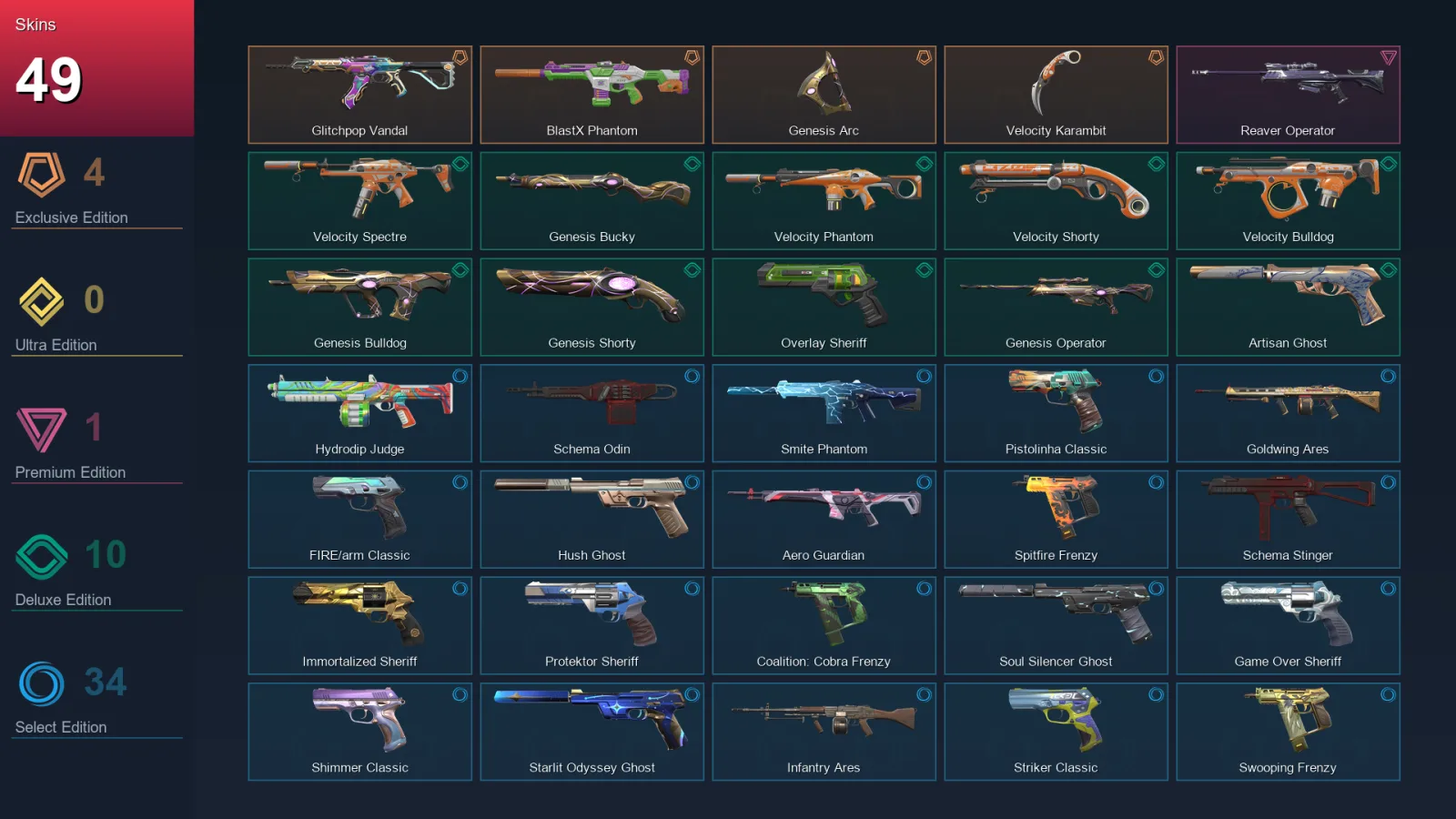 AP | Lv261 | Unranked | 49 Skin | 23 Agent | 86 Buddy