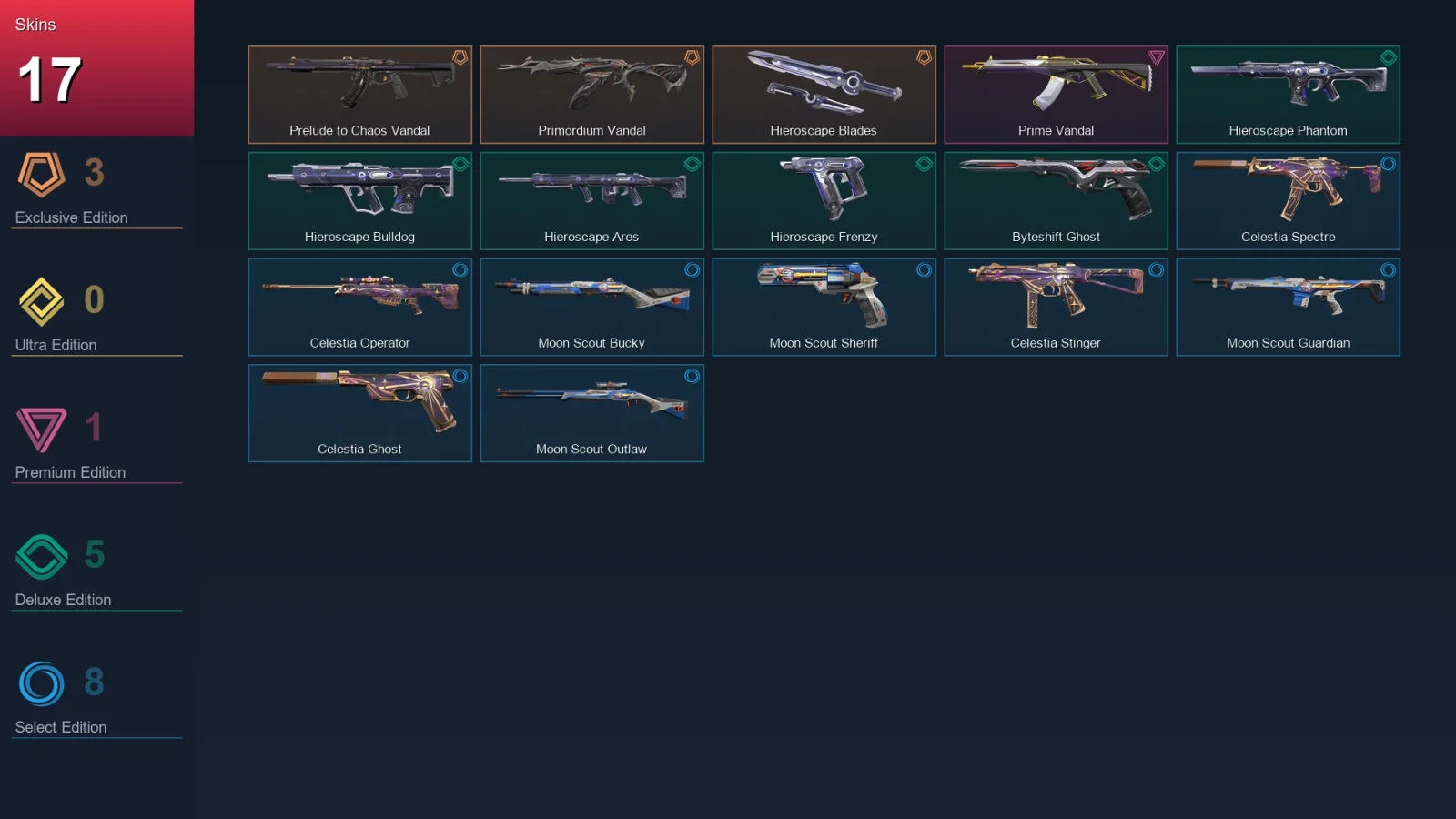 AP | Lv53 | Unranked | 17 Skin | 17 Agent | 22 Buddy