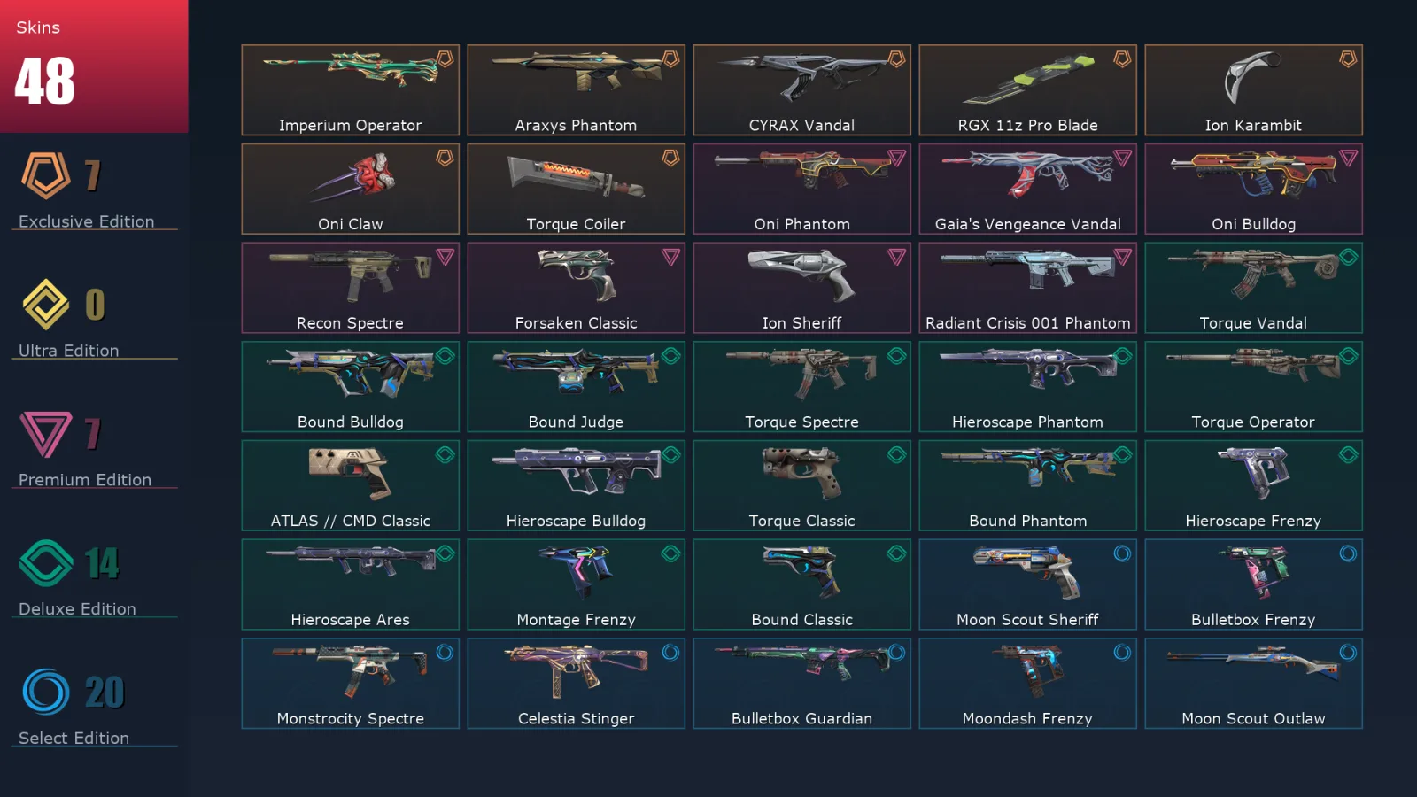 [Valorant] | EU | Level 93 | 25 Agents | 48 Skins