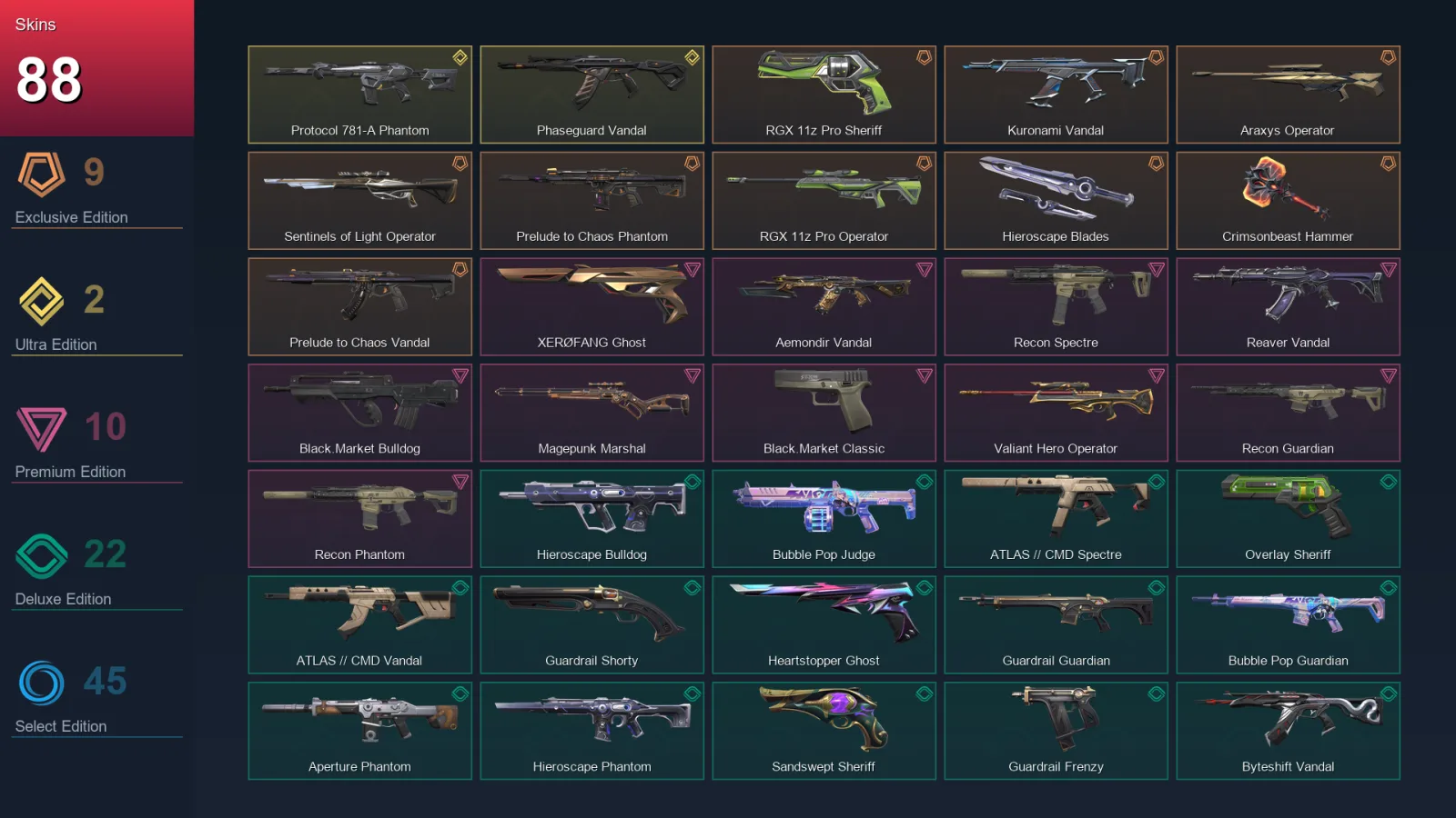 EU | Lv176 | Diamond I | 88 Skin | 29 Agent | 93 Buddy
