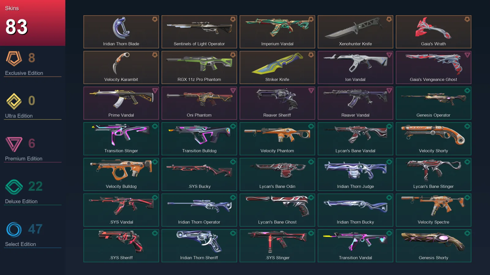 EU | Lv119 | Unranked | 83 Skin | 22 Agent | 79 Buddy — Valorant account