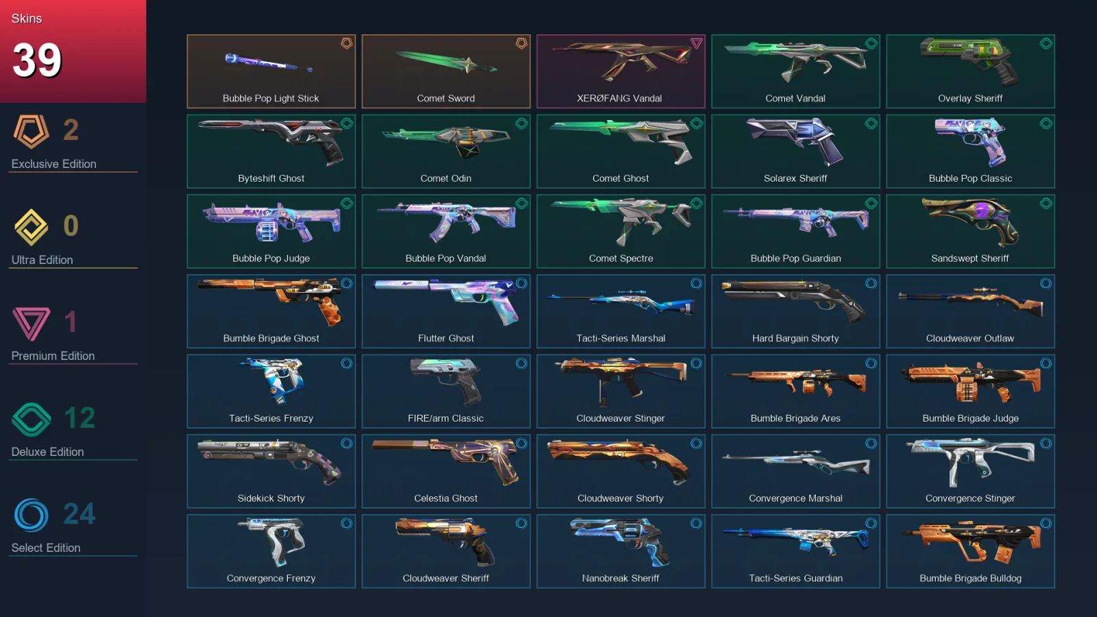 AP | Lv188 | Unranked | 39 Skin | 28 Agent | 76 Buddy — Valorant account