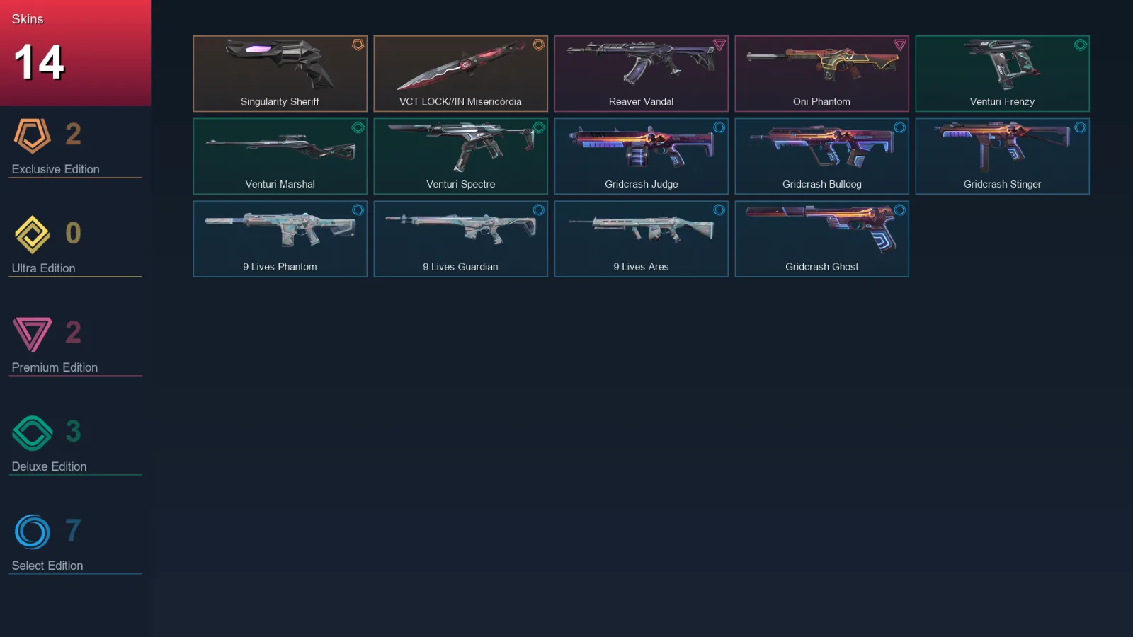 NA | Lv33 | Unranked | 14 Skin | 10 Agent | 20 Buddy