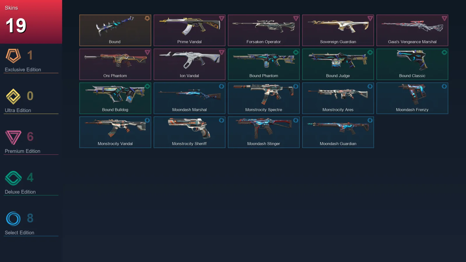 AP | Lv96 | Unranked | 19 Skin | 28 Agent | 47 Buddy