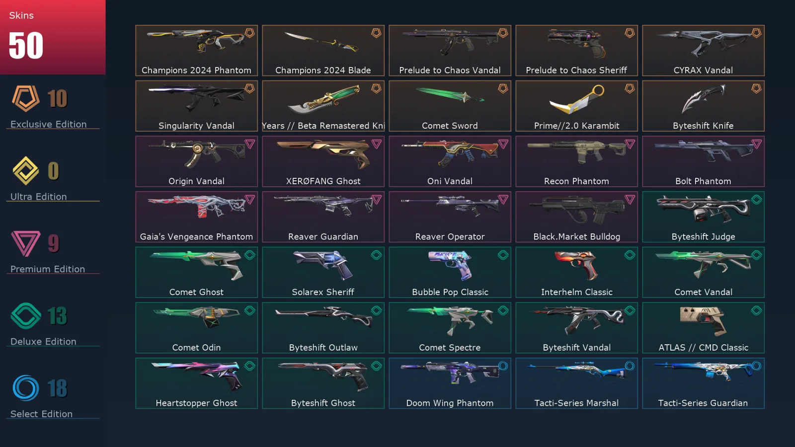 [Valorant] | EU | Level 256 | 28 Agents | 50 Skins