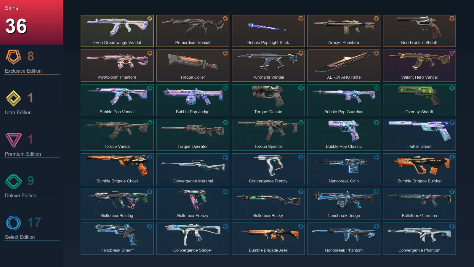 AP | Lv99 | Unranked | 36 Skin | 22 Agent | 43 Buddy